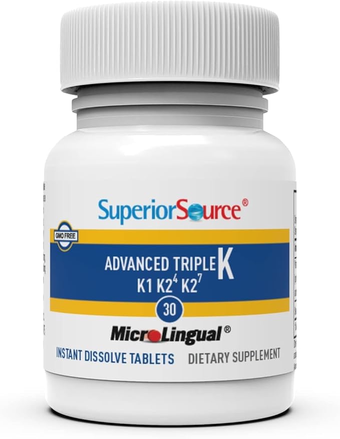 Superior Source Advanced Triple K - Bone Health & Strength Support Supplement - Immunity Support Formula with Vitamins K1 & K2 - Vitamin Aids Calcium Absorption - 30 Instant Dissolve Tablets