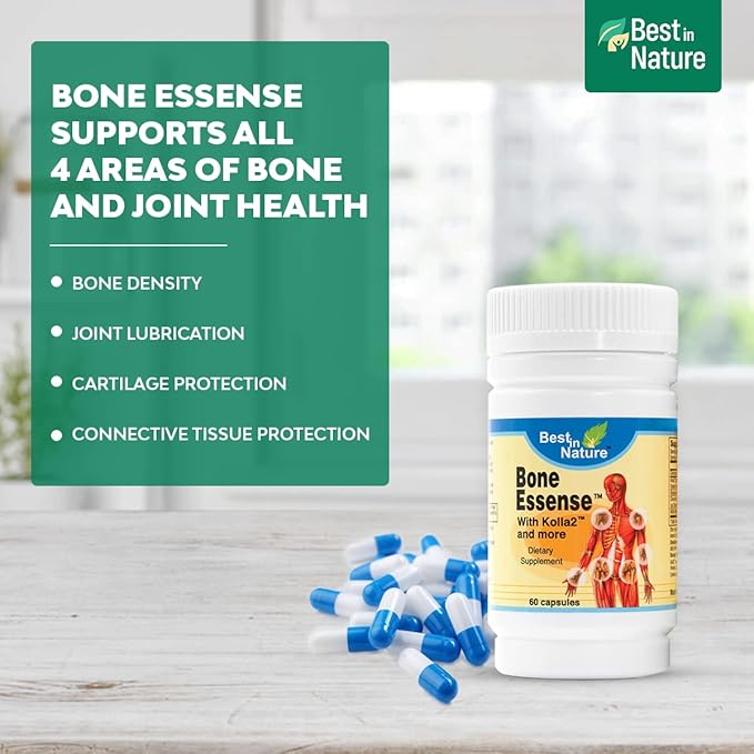 Bone and Joint Supplement with Kolla2 and More - Unique Formula for Bone and Joint Health. (120 Count). Best in Nature Bone Essence