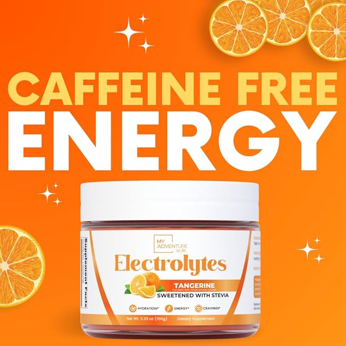 Zero Sugar - Tangerine Electrolytes Powder - Refreshing Hydration - Caffeine Free Energy with All Natural Ingredients - Vegan, Keto & Paleo - Sugar Free Electrolytes Hydration Drink Mix - 30 Servings