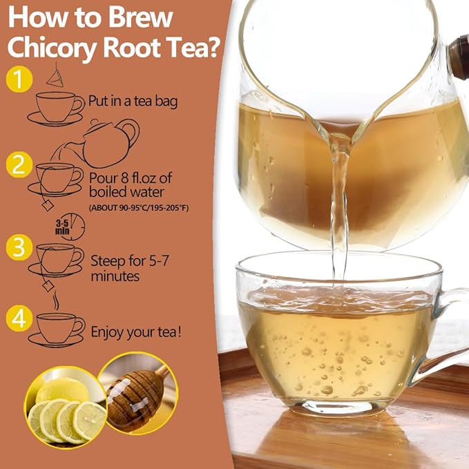 100 Premium Chicory Root Tea bags, Made with 100% Natural Chicory Root, Coffee Alternative，Support Liver Health & Rich in Antioxidants, No Additives & Caffeine Free.