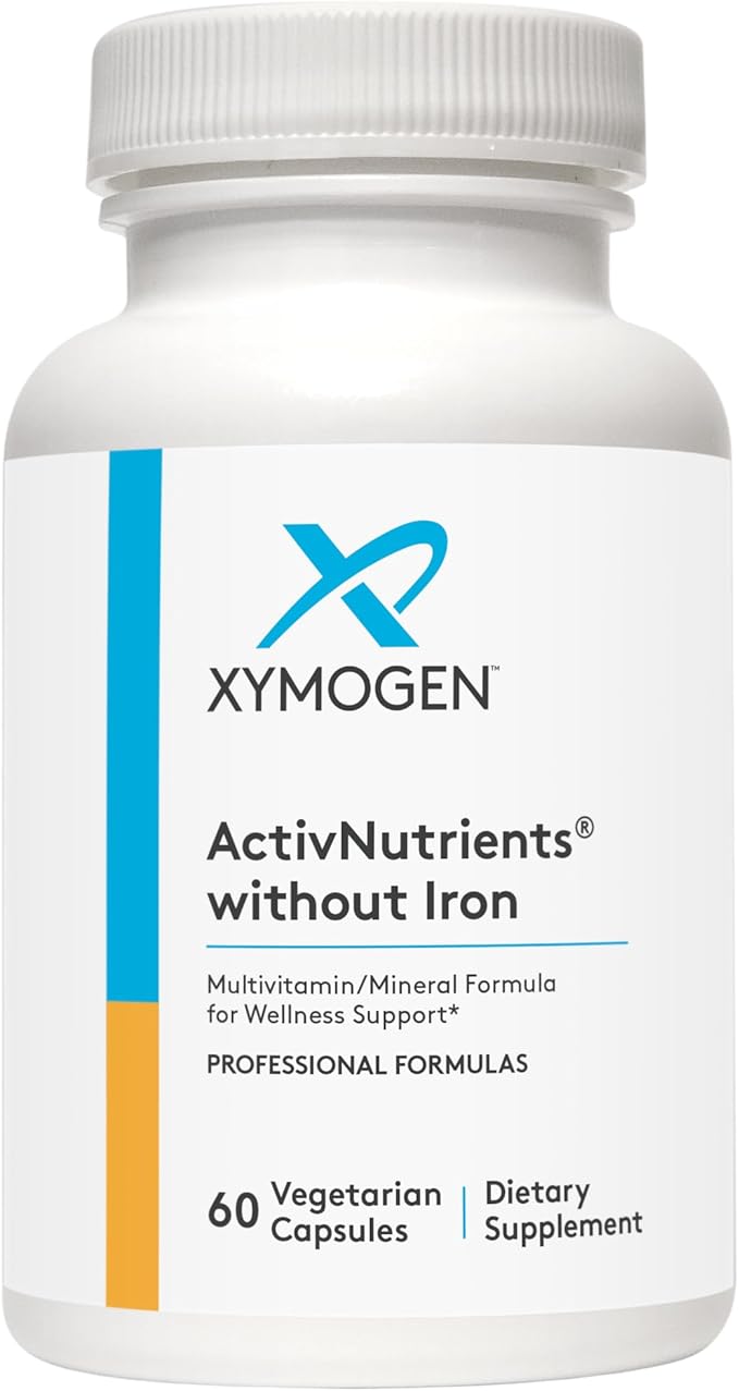 XYMOGEN ActivNutrients Without Iron - Multivitamin Multimineral for Wellness, Immune, Energy and Mood Support - Chelated Minerals + Active B Vitamins with Folate (60 Capsules)