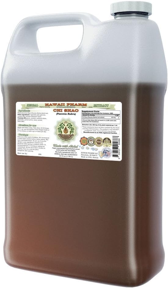 Chi Shao Alcohol-Free Liquid Extract, Chi Shao, Red Peony (Paeonia Rubra) Root Glycerite Hawaii Pharm Natural Herbal Supplement 64 oz