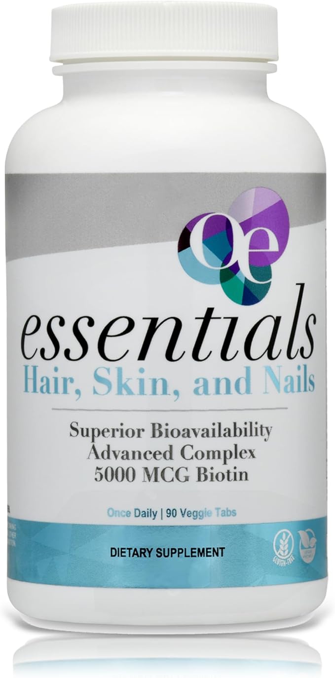 Organic Excellence Hair Skin Nail Vitamin Supplement with Biotin, Hyaluronic Acid, MSM – Advanced Absorption - 3 Month Supply
