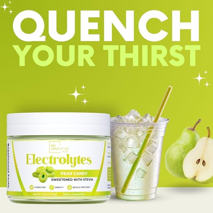Zero Sugar - Pear Candy Electrolytes Powder - Extremely Refreshing Hydration - Caffeine Free Energy with All Natural Ingredients - Vegan, Keto, Paleo - Sugar Free Electrolytes Drink Mix - 30 Servings