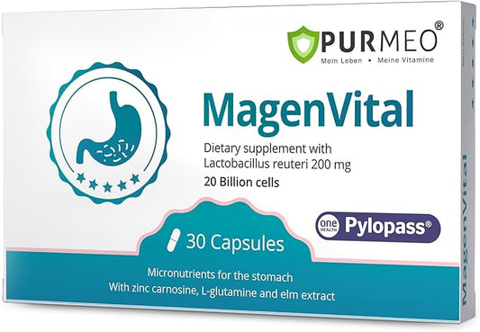 5 in 1 High Potency H. Pylori Formula Probiotics - 1 Per Day -Supports Stomach Comfort & Lining Health with Pylopass Lactobacillus Reuteri DSM17648 - Made in Germany