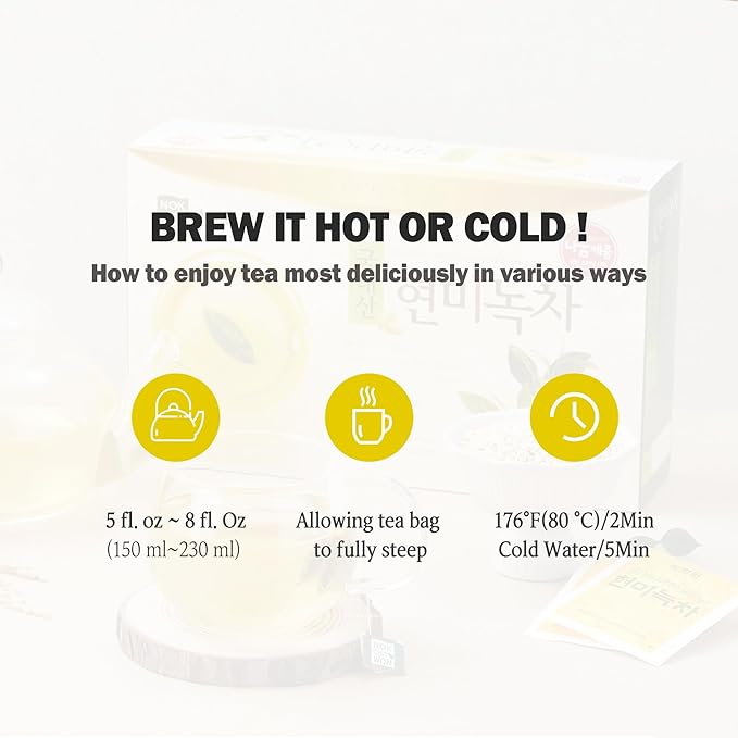 [Nokchawon] Brown Rice Green Tea, Genmaicha, Premium Pure Green Tea, 100 Count, 4.2oz(120g)