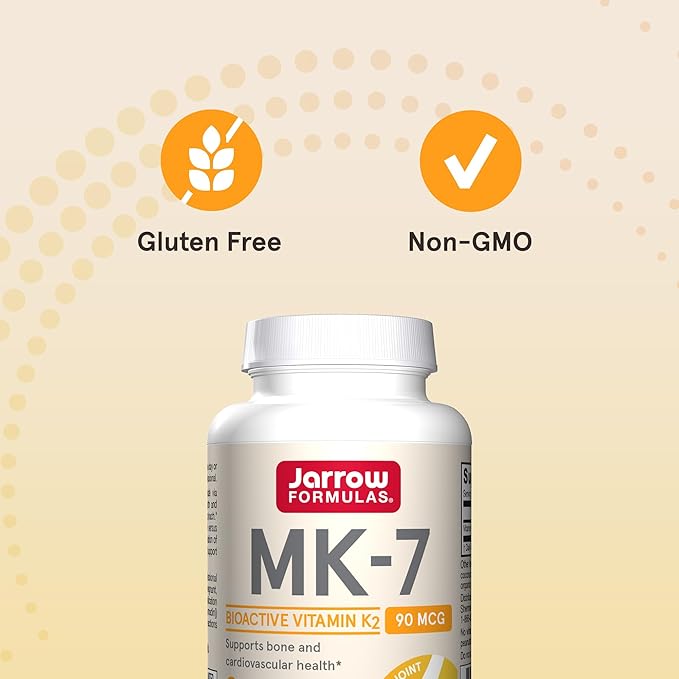 Jarrow Formulas MK-7 90 mcg - Bioactive Form of Vitamin K2-90 Servings (Softgels) - for Bone & Cardiovascular Health - Vitamin K2 MK-7 Dietary Supplement - Gluten Free
