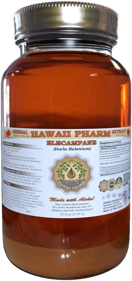 Elecampane Liquid Extract, Organic Elecampane (Inula Helenium) Tincture Supplement 32 oz Unfiltered