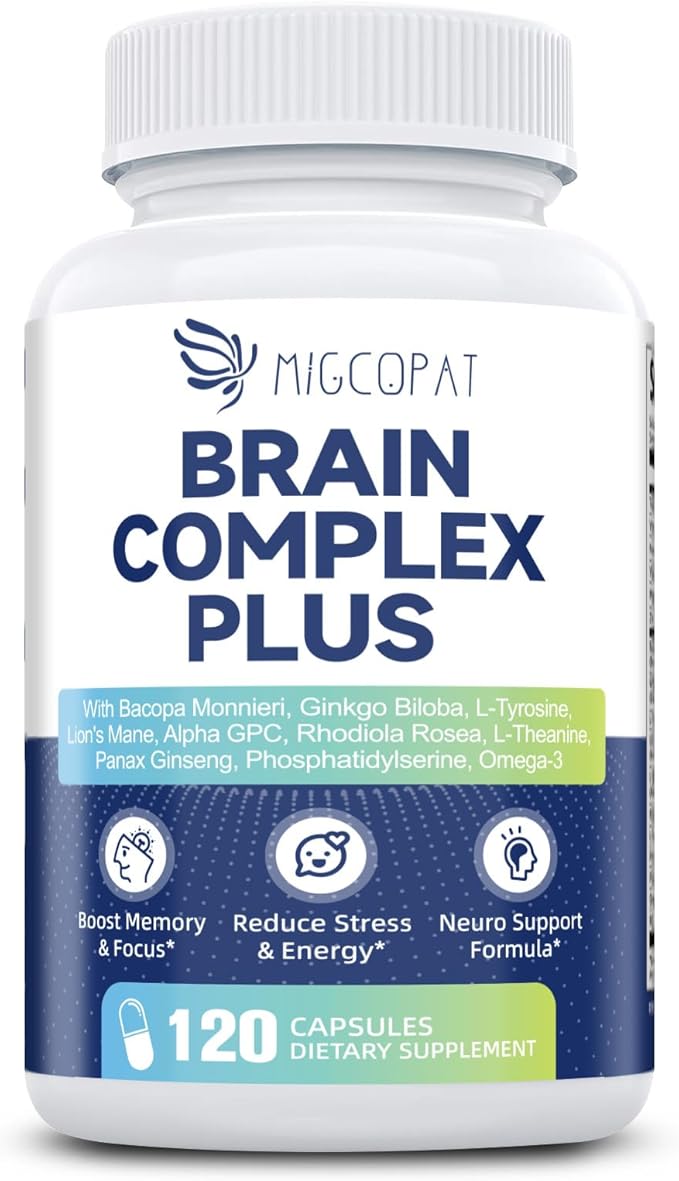 2-Pack Brain Supplements for Memory and Focus | Nootropic with Bacopa Monnieri, Lion's Mane, Alpha GPC, Ginkgo Biloba | Mental Clarity & Cognitive Support | Vitamin B6 & B12 Neuro Health