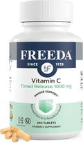 FREEDA Vitamin C - Timed Release 1000mg – Slow-Release for All-Day Immune & Antioxidant Support, Gentle on Stomach, Kosher & Vegan, High-Absorption Tablets (250 Tablets)