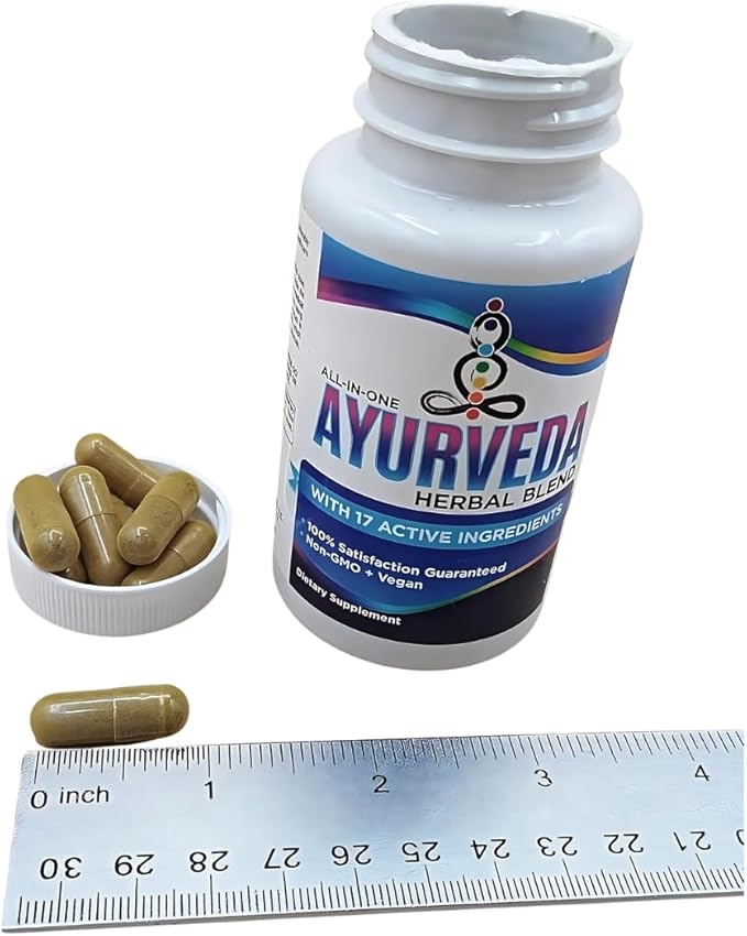 3-Month AYURVEDA Supplements (17-in-1 Blend) Premium Ayurvedic Herbs | Health & Wellness Booster Support Supplement | Strong Mind, Body & Spirit | Ayurveda Products | 90-Day Bulk Supply | 90 Capsules