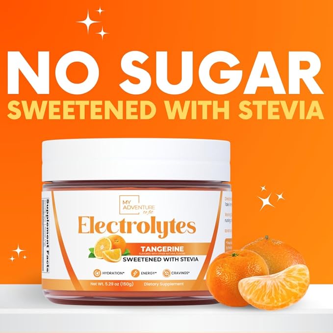 Zero Sugar - Tangerine Electrolytes Powder - Refreshing Hydration - Caffeine Free Energy with All Natural Ingredients - Vegan, Keto & Paleo - Sugar Free Electrolytes Hydration Drink Mix - 30 Servings