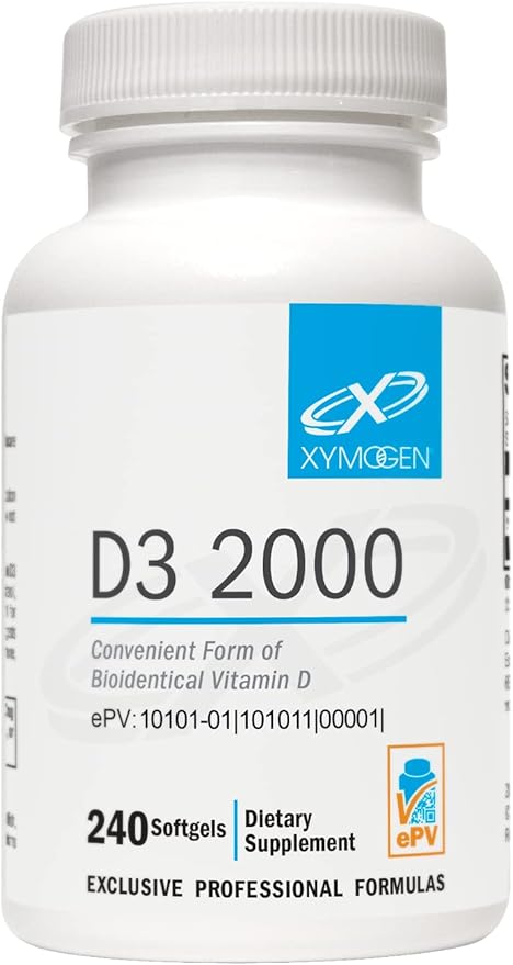 XYMOGEN D3 2000 - Bioavailable Vitamin D3 2000 IU (50 mcg) - High Potency Vitamin D Supplement to Support Immune Health, Bone + Heart Health (240 Softgels)