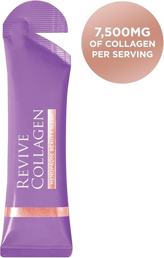 Revive Collagen Menopause Beauty Sleep — Hydrolyzed Marine Collagen Drink for Women, 7,500MG, Zinc, Chicory Root Fiber, Vitamin D & K, Supports Sleep Quality, Apple & Blackcurrant Flavour — 28 Sachets