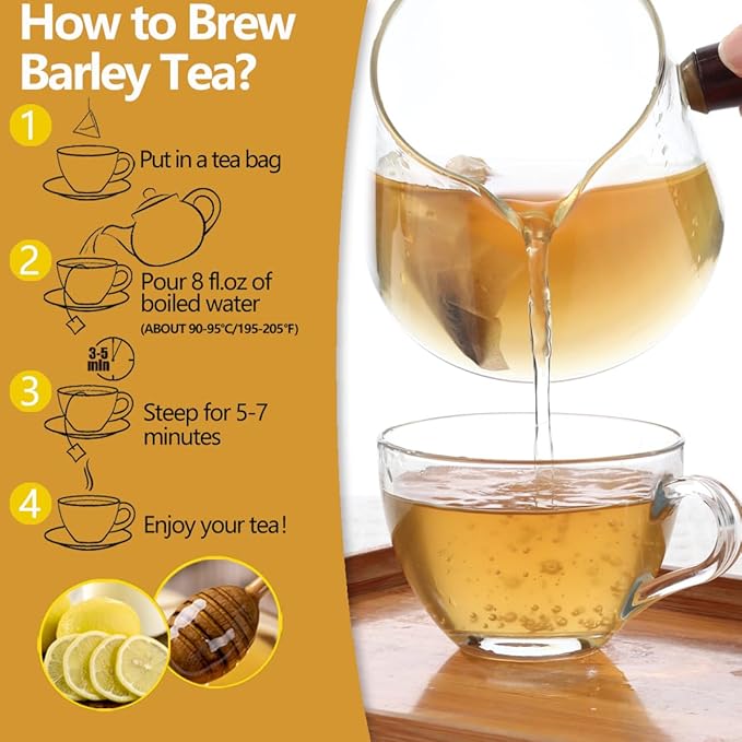 60 Premium Barley Tea Bags, Made with 100% Natural Roasted Barley Grain, Damai Cha - Digestion Support & Rich in Nutrition, No Additives & Caffeine Free.