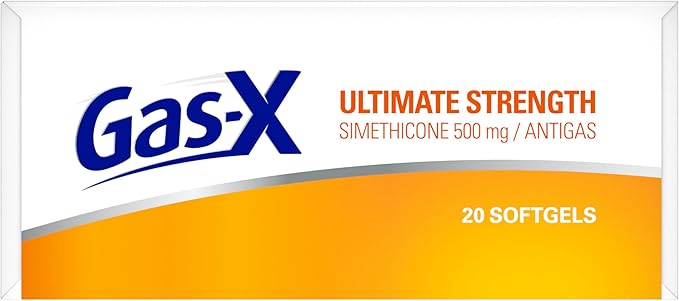Gas-X Ultimate Strength Gas Relief Softgels with Simethicone 500 mg, Fast Bloating Relief, Anti-Gas, OTC Stomach & Intestinal Gas, Easy to Swallow, 20 Count