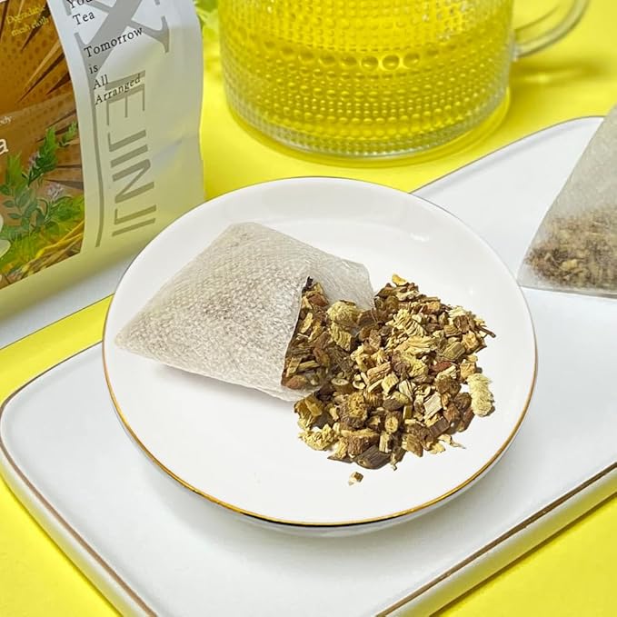 XIEJINJI Licorice Root Tea, 4.2g/Bags, Re-usable for Brew, Natural Sweet, No Sugar, No Caffeine, Aid in Digestion & Promote Respiratory Health, Eco-Conscious Tea Bags, Resealable Bag