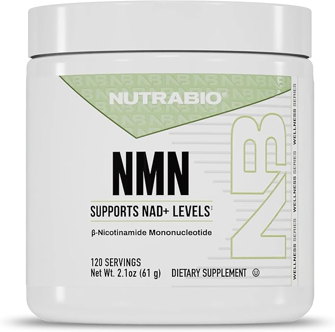 NutraBio NMN - NAD Supplement, Longevity Support, Boost NAD Levels, Increase Cellular Energy, Brain Health, Healthy Aging- 120 Servings