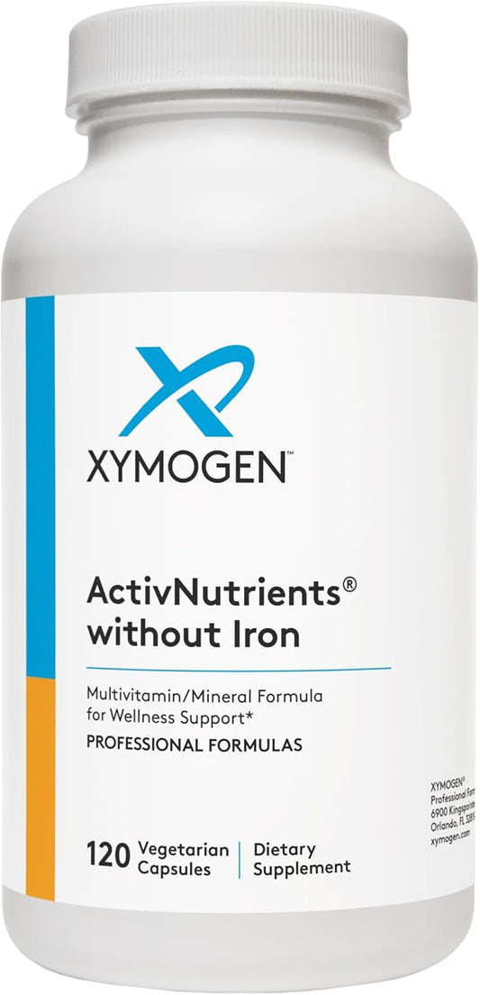 XYMOGEN ActivNutrients Without Iron - Multivitamin Multimineral for Wellness, Immune, Energy and Mood Support - Chelated Minerals + Active B Vitamins with Folate (120 Capsules)