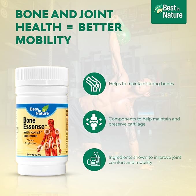 Bone and Joint Supplement with Kolla2 and More - Unique Formula for Bone and Joint Health. (120 Count). Best in Nature Bone Essence