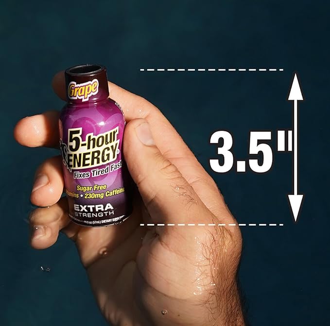 5-hour ENERGY Extra Strength Energy Shot, Grape Flavor, 30 Count, 1.93 oz., Zero Calories & Sugar-Free 230 mg Caffeinated Energy Shot, Amino Acids & B Vitamins, Dietary Supplements