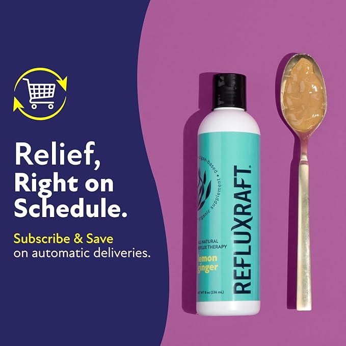 Acid Reflux Therapy, Organic Alginate, Rapid & Long Lasting Gerd, LPR & Digestion Symptom Support, Zero Sugar, Gluten Free, Low Sodium, Lemon Ginger, 47 Gel Servings Per 8 OZ Bottle, 2 Pack