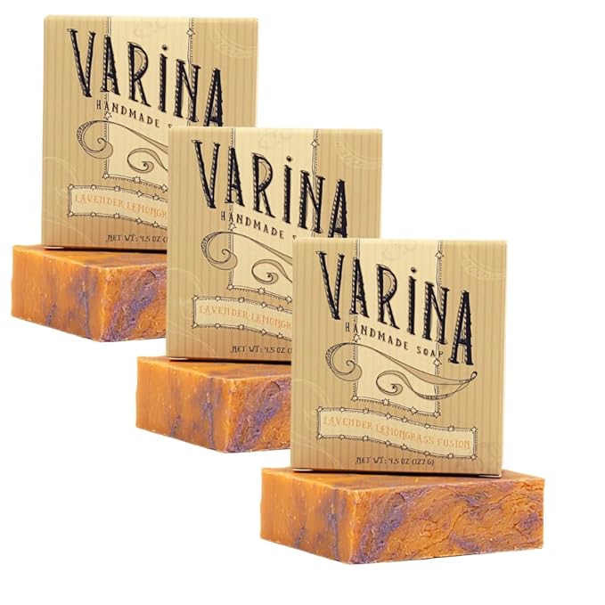 Varina Natural Lavender Fusion Bar Soap - Gentle Cleansing for Sensitive Skin, Herbal and Mint - 3 Pack