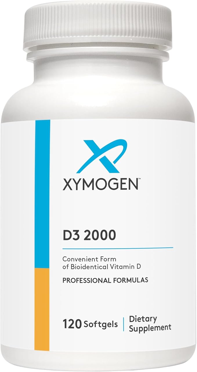 XYMOGEN D3 2000 - Bioavailable Vitamin D3 2000 IU (50 mcg) - High Potency Vitamin D Supplement to Support Immune Health, Bone + Heart Health (120 Gelatin Softgels)