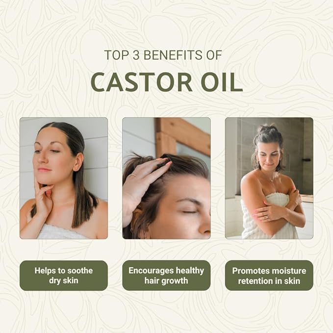 Organic Castor Oil Direct From India - Cold Pressed Castor Oil For Face - Hexane Free (32 oz)