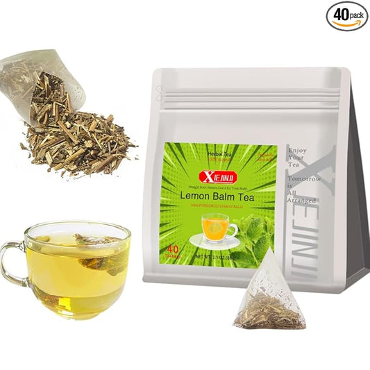 XIEJINJI Lemon Balm Tea, 2.2g X 40 Count, 100% Pure Natural Lemon Balm, Calming and Digestion Support, Eco-Conscious Tea Bags, Non-GMO, Caffeine Free