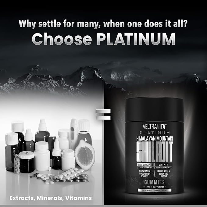 28000 mg, 23-in-1, Himalayan Shilajit for Men, Ashwagandha Gummies Platinum, Irish Sea Moss Gel, Black Seed Oil, Manuka Honey Medical Grade, Tongkat Ali, Rhodiola Rosea, No Sugar, Lab Test