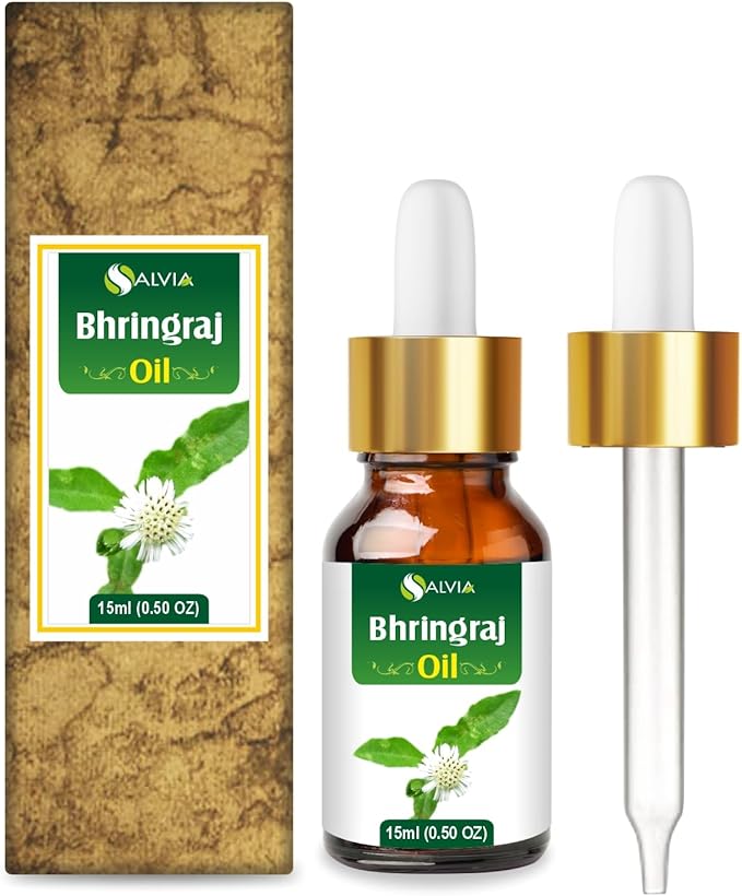 Salvia Bhringraj Oil (Eclipta alba) 100% Pure & Natural - Undiluted Uncut Cold Pressed Premium Oil Use for Aromatherapy, Skin Care & Hair - Therapeutic Grade (15 ML with Dropper (0.50 floz))