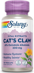 Solaray Cats Claw Bark Extract 200mg | 4% Oxindole Alkaloids | Healthy Immune & Joint Function Support | 30 VegCaps