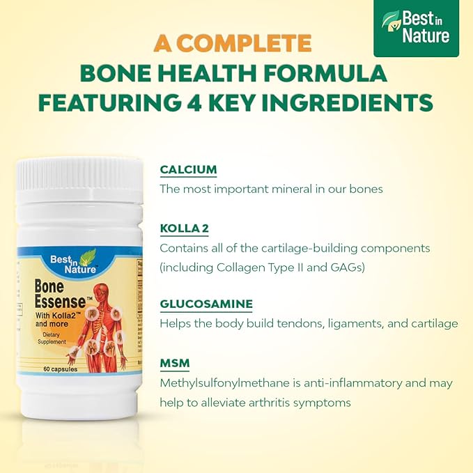 Bone Essense with Kolla2 (Type II Collagen) - Bone and Joint Health Supplement. (60 Count)