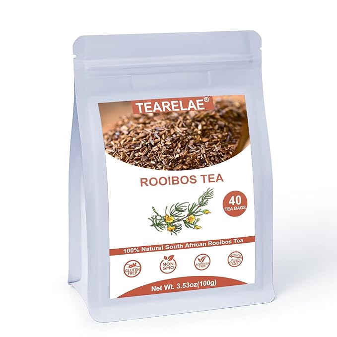 TEARELAE - Rooibos Tea Bags, 40 Count - Premium Natural Rooibos Red Tea - Caffeine-Free Herbal Tea from South Africa - Non-GMO - Perfect for Relaxation & Comfort