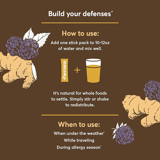 Immune Support Drink Mix - Immune Support with Mushrooms and Botanicals - Antioxidant-Rich Vitamin D & C Blend - Daily Immune Booster with Organic Ingredients - Spicy BlackBerry Ginger