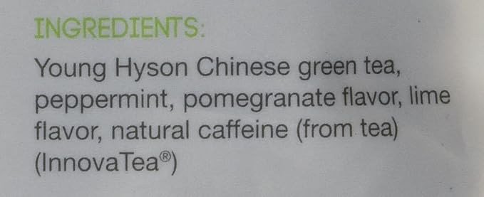 Zest Energy Green Tea - Pomegranate Mojito - High Caffeine Peppermint Tea Bags - Caffeinated Coffee Altnernative/Substitute - Natural, Non-GMO & Keto Friendly - Hot or Iced - 20Ct Pack - 135mg Caf