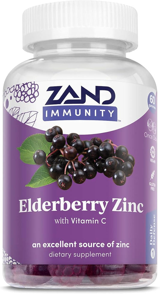 ZAND Elderberry Zinc Immunity Gummies with Vitamin C | Year-Round Immune Support for Children & Adults | 60ct, 30 Serv.