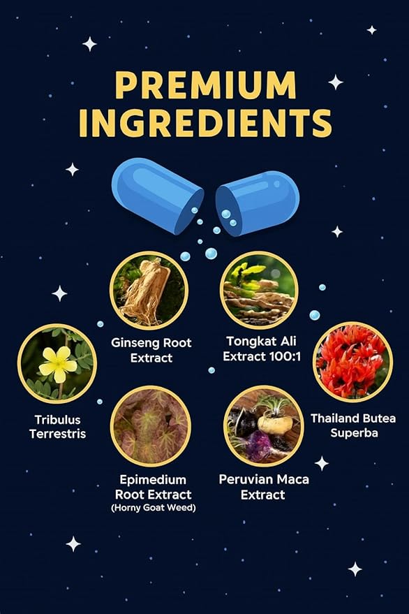 Men’s Vitality & Wellness Support – Herbal Blend for Energy, Stamina & Endurance – Natural Supplement for Daily Performance – Made in USA – 20 Pack Capsules