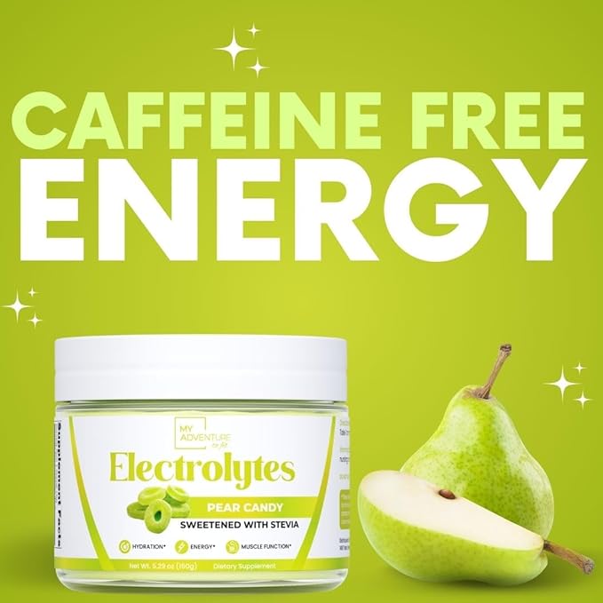 Zero Sugar - Pear Candy Electrolytes Powder - Extremely Refreshing Hydration - Caffeine Free Energy with All Natural Ingredients - Vegan, Keto, Paleo - Sugar Free Electrolytes Drink Mix - 30 Servings