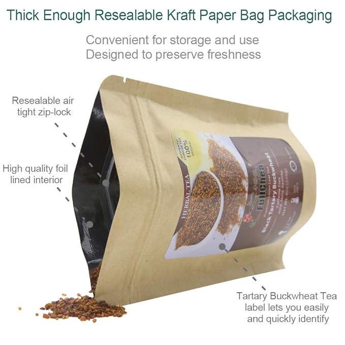 FullChea - Himalayan Tartary Buckwheat Tea - Roasted Black Buckwheat - Loose Leaf Herbal Tea - Caffeine Free - NON-GMO - Gluten Free - 100% Natural 8oz / 226g