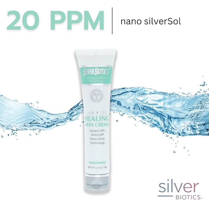 Silver Biotics Nano Silver Healing Lotion Cream | SilverSol and Hyaluronic Acid | All Natural Ingredients to Heal, Smooth Your Skin Blemishes and Scars | Unscented Scent Infused | 1.2 oz