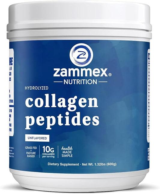 Zammex Premium Collagen Peptides Powder Unflavored,Hydrolyzed Proteins Types I & III, Supports Hair, Skin, Nails, Joints, Grass Fed, Non-GMO, Gluten-Free,Paleo & Keto Friendly,60 Servings