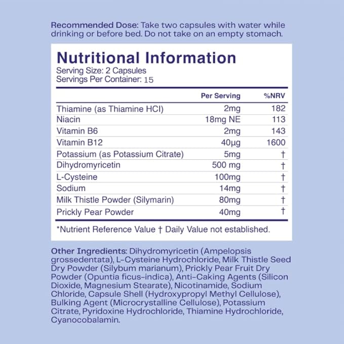 No Days Wasted DHM Detox, 30 Capsules (15 Servings) - Jar - Take During Evening for Better Next Day and Recovery