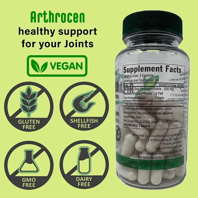 EVO Vegan Joint Health Supplement, 300Mg Avocado Soy Unsaponifiable, 60 Day Supply, One Capsule Per Day (2 Months)