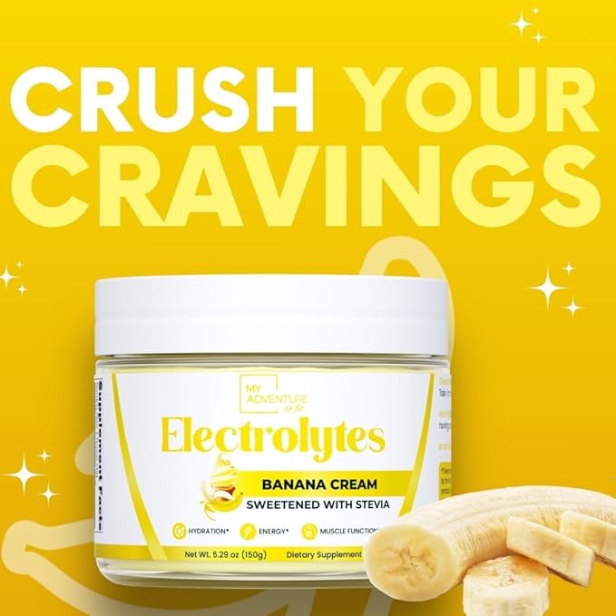 Zero Sugar - Banana Cream Electrolytes Powder - Refreshing Hydration - Caffeine Free Energy with All Natural Ingredients - Vegan, Keto & Paleo - Sugar Free Electrolytes Powder Drink Mix - 37 Servings