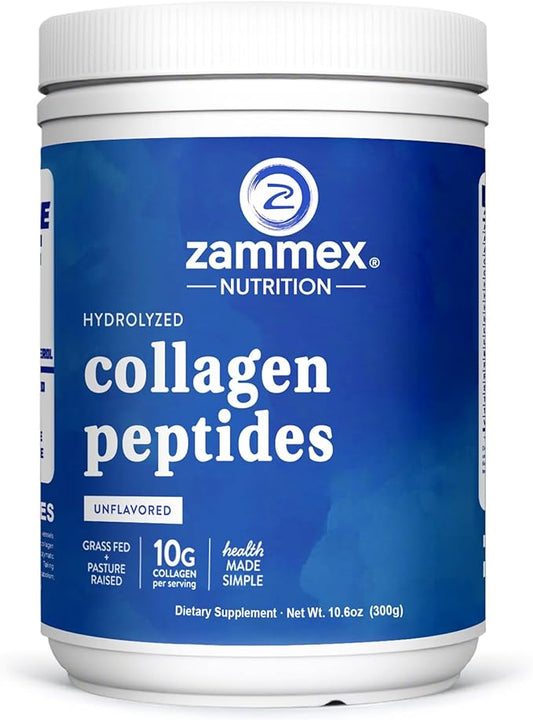 Zammex Premium Collagen Peptides Powder,Hydrolyzed Collagen Peptide for Women Men,Support for Hair Skin Nails, Joints Health,Grass Fed,Non-GMO,Keto Friendly,Gluten-Free,Easy to Digest,30 Servings