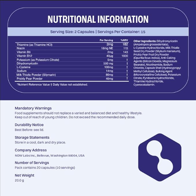 No Days Wasted DHM Detox, 30 Capsules (15 Servings) - Jar - Take During Evening for Better Next Day and Recovery