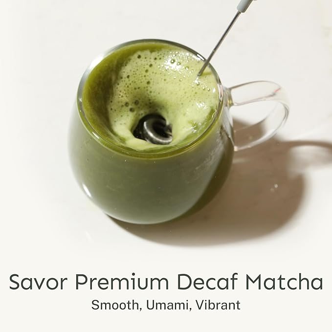 Yu Tea Organic Decaf Matcha Powder Ceremonial Grade, 30 Instant Packets | Rich in Antioxidants & L-Theanine, Low Caffeine | Unsweetened Grade A Japanese Green Tea Powder | Single Serve Sticks