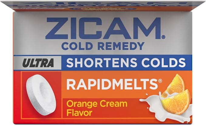 Zicam Cold Remedy Zinc Rapidmelts | Orange Cream Flavor | Shortens Cold Duration | Sugar-Free | Homeopathic